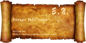 Benyo Nándor névjegykártya